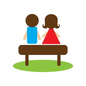 Flat web icon on white background man woman bench Stock Illustration
