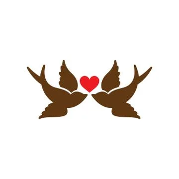 Flat web icon on white background birds heart Stock Illustration