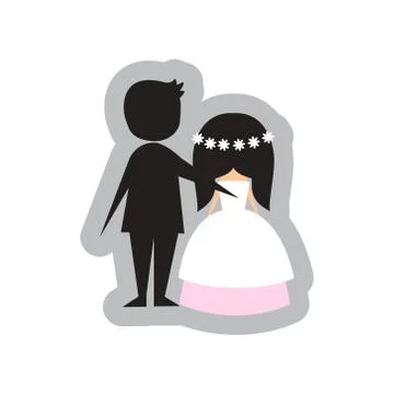 Flat web icon on white background bride and groom Stock Illustration