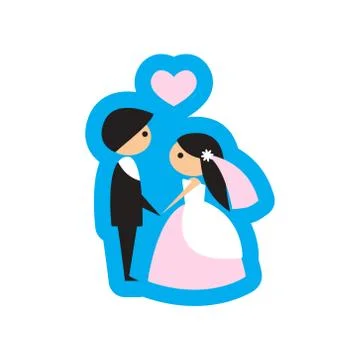 Flat web icon on white background bride and groom Stock Illustration