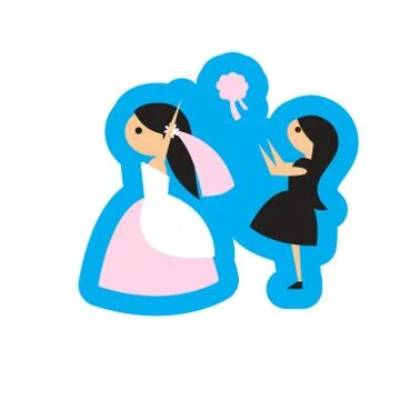 Flat web icon on white background  bride throws bouquet Stock Illustration