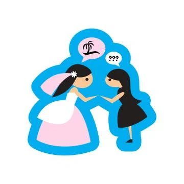 Flat web icon on white background  Bride and friend Stock Illustration