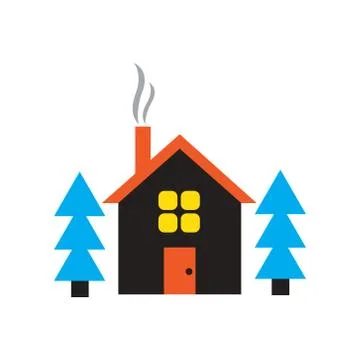 Flat web icon on white background house in forest Stock Illustration