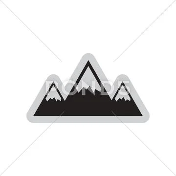Flat Web Icon On White Background Mountains