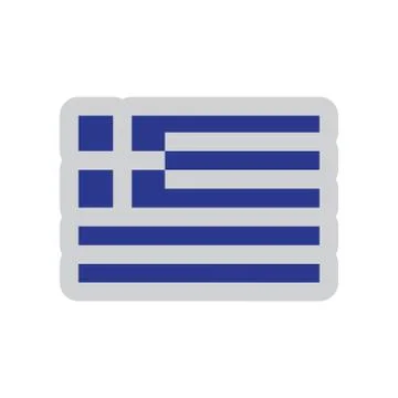 Flat web icon on white background flag of Greece Stock Illustration