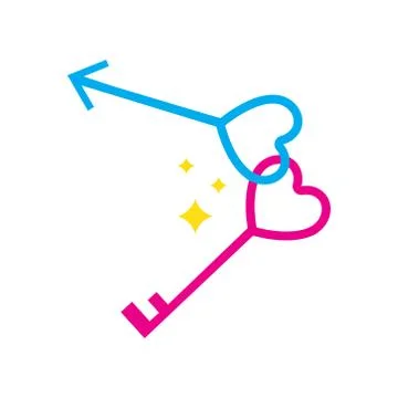Flat web icon on white background keys heart Stock Illustration