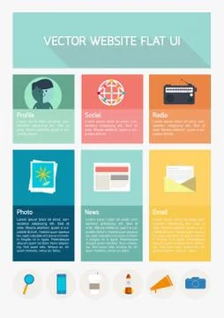 Flat website template ui. user interface use for website or template flat sty Illustrazione stock