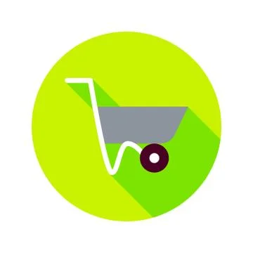 Flat Wheelbarrow Circle Icon Stock Illustration