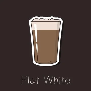 Flat White coffee with whipped milk in a glass Stock Illustration