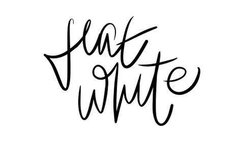 Flat white lettering. Vector illustration of handwritten lettering. Vector Stock Illustration