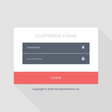 Flat white login form UI template design Illustrazione stock