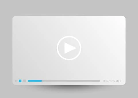 Flat white minimalistic video player template for web and mobile apps. Stock Illustration