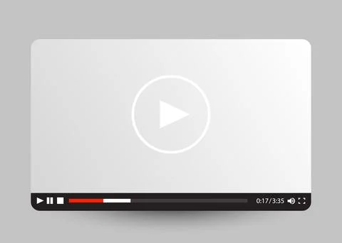 Flat white minimalistic video player template for web and mobile apps. Stock Illustration