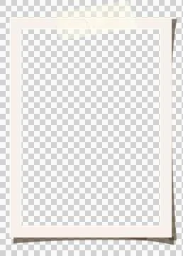 Flat white rectangular frame is hanging with yellow tape on transparent Stock Illustration