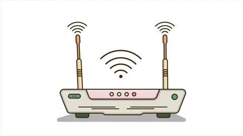 Flat WiFi Broadcasting Device Illustration for Wireless Networking Stock Footage 327180764