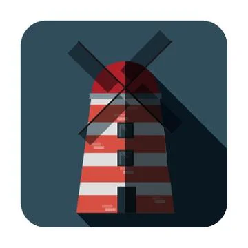 Flat Windmill Icon Stock Illustration
