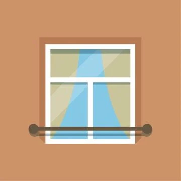 Flat window with facade cornice on brown wall Stock Illustration