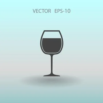 Flat a wine glass icon, vector illustration Ilustração Stock
