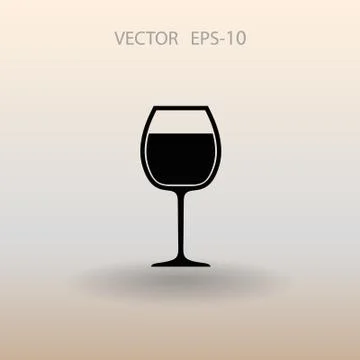 Flat a wine glass icon, vector illustration Stock Illustration