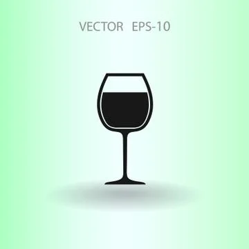 Flat a wine glass icon, vector illustration Stock Illustration
