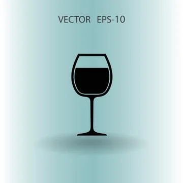 Flat a wine glass icon, vector illustration Stock Illustration