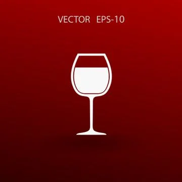 Flat a wine glass icon, vector illustration Stock Illustration