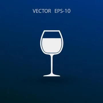 Flat a wine glass icon, vector illustration Stock Illustration