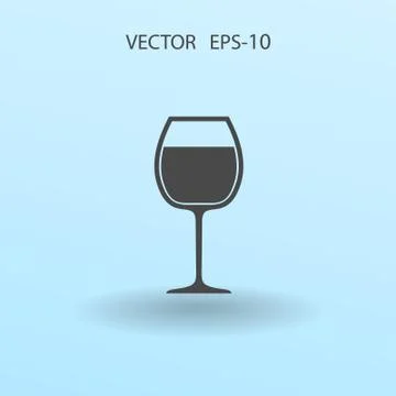 Flat a wine glass icon, vector illustration Stock Illustration