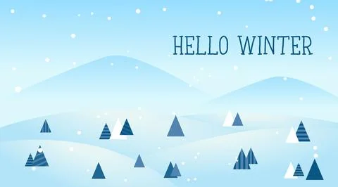 Flat Winter Landscape Background Design Stock Illustration