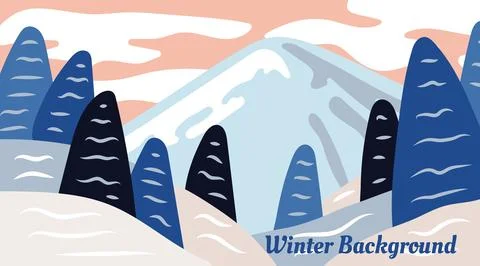 Flat Winter Landscape Background Design Stock Illustration