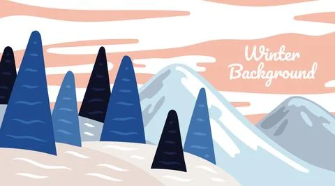 Flat Winter Landscape Background Design Stock Illustration
