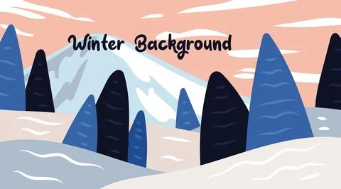 Flat Winter Landscape Background Design Stock Illustration