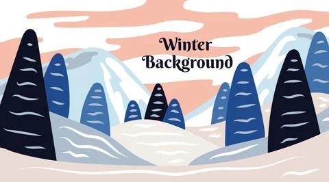 Flat Winter Landscape Background Design Stock Illustration