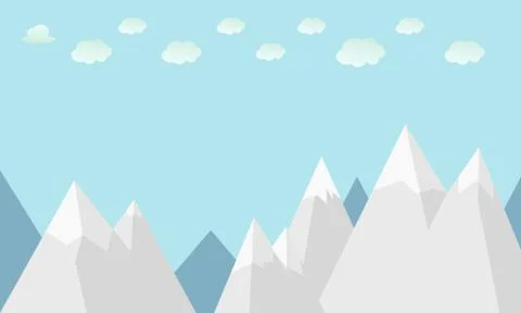Flat winter mountains with clouds and sky background vector illustration Stock Illustration