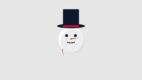 Flat Winter Snowman with Top Hat and Carrot Nose Bouncing with Falling Stock-Footage 347249875