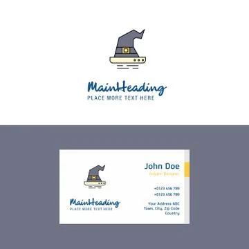 Flat Witch hat Logo and Visiting Card Template. Busienss Concept Logo Design Illustrazione stock