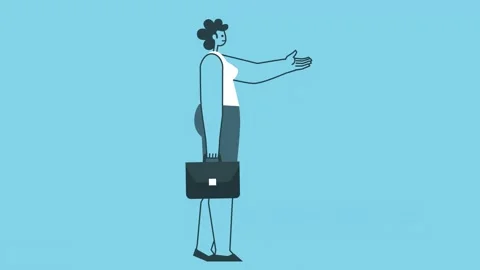 Flat Woman with Briefcase Talking. Flat Design 2d Character Isolated Loop Stock-Footage 160677706