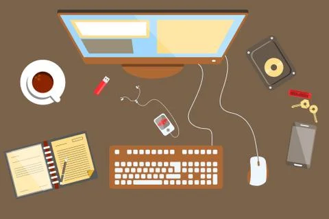 Flat Workplace Design Stock Illustration