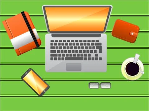 Flat workspace vector 스톡 일러스트