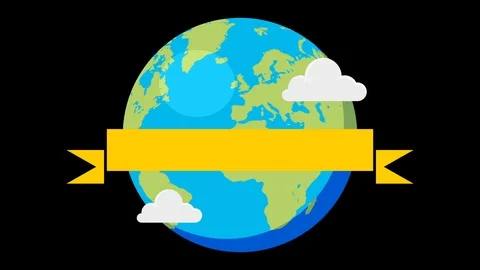 Flat world loop animation with banner Video stock 100978256
