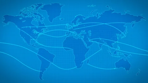 Flat world map with animated air routes Stock Footage 130006293