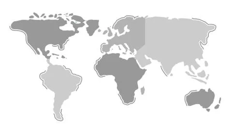 Flat World Map Vector Illustration Design with Contintents Stock Illustration