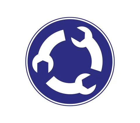Flat wrenches in a circle like a road sign. Road junction, traffic, mechanic Stock Illustration
