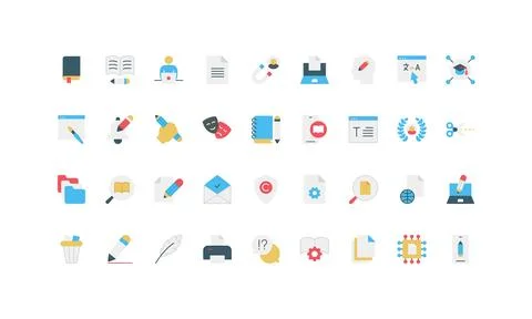 Flat Writing And Editing Icon Set Collection 스톡 일러스트
