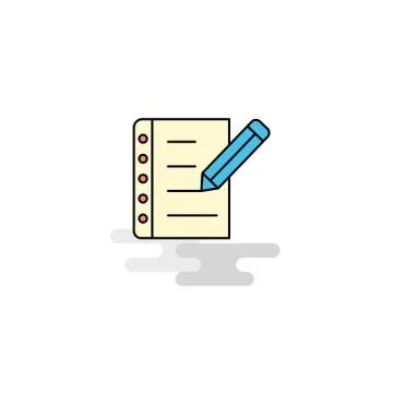Flat Writing on notes Icon. Vector Illustrazione stock