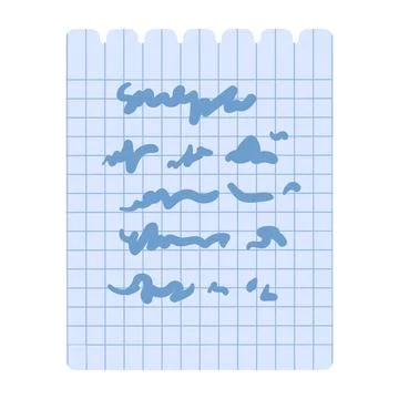 Flat Written Off Draft Checkered Sheet Paper Icon Stock Illustration