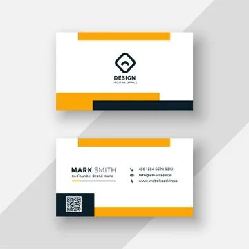 Flat yellow and white business card design Stock Illustration