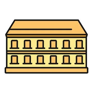 Flat yellow building with multiple windows illustration Ilustración de archivo