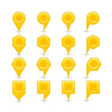 Flat yellow color map pin sign location icon 스톡 일러스트
