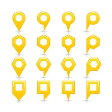 Flat yellow color map pin sign location icon Illustrazione stock
